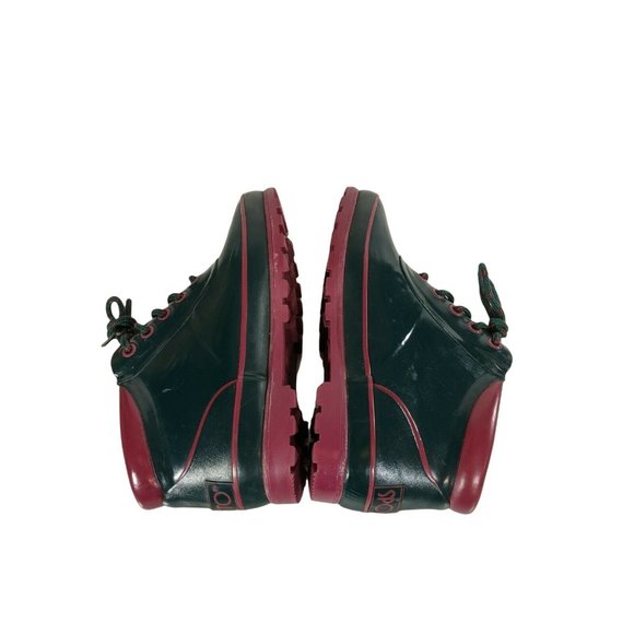 Vintage Sporto Thermolite Green & Mauve Lace Up Duck Rain Boots Women's Size 6 - Picture 6 of 9